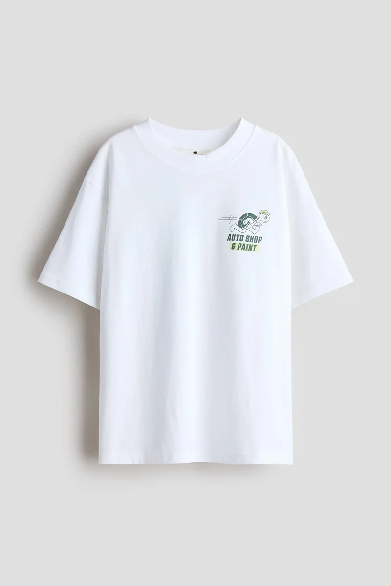 اتش اند ام تي-شيرت بطبعة وقصة واسعة